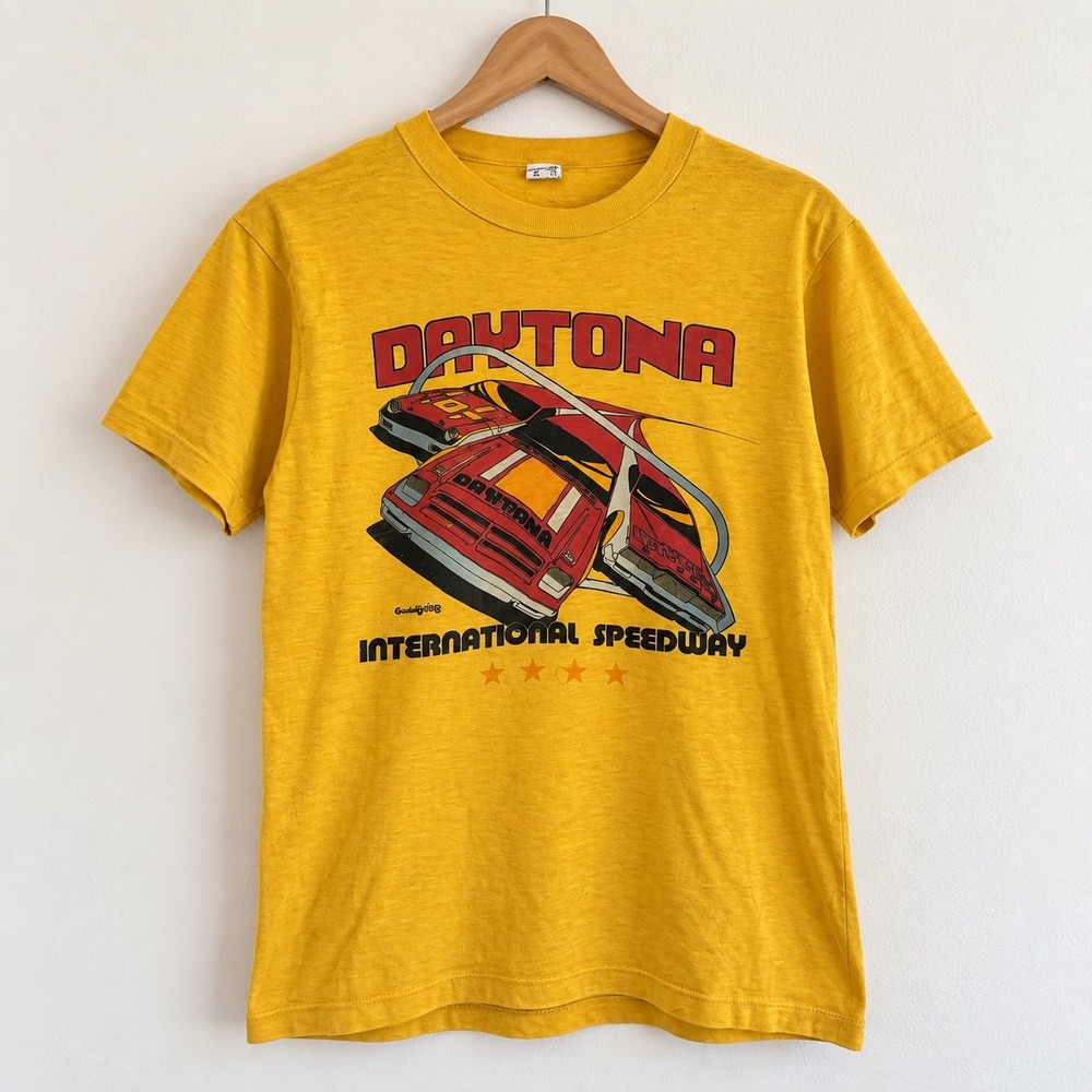 Vintage AdverTees Daytona International Speedway Racing T-Shirt Yellow Medium